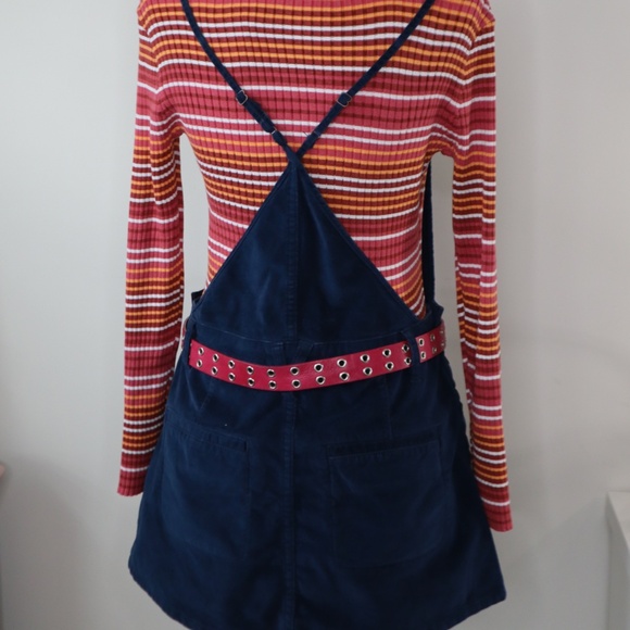 Free People Overall Mini Dress Blue Velvet Size 4 - Picture 4 of 6
